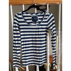 SOLD Blue and white stripe long sleeve tee